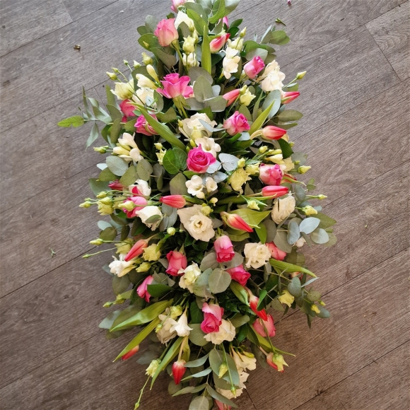 Pink and White Coffin Spray