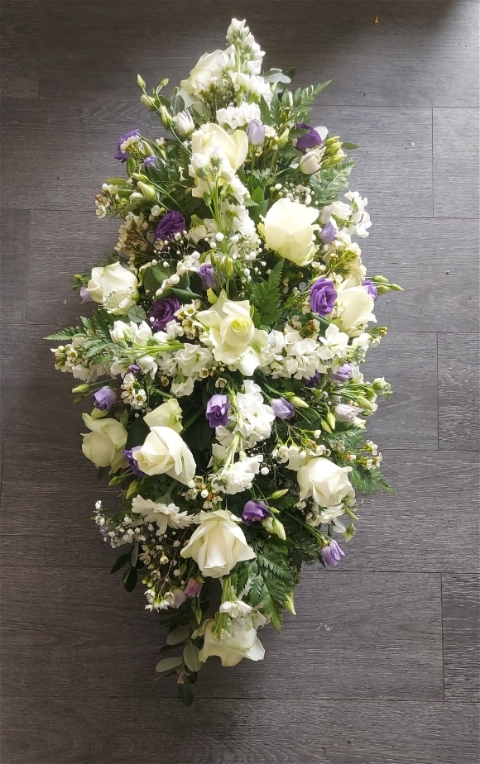 Elegant White Coffin Spray